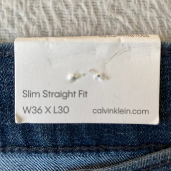 Calvin Klein Slim Straight Fit Black Jeans Men 36x30 Blue Denim Medium Wash NWT - Picture 5 of 9